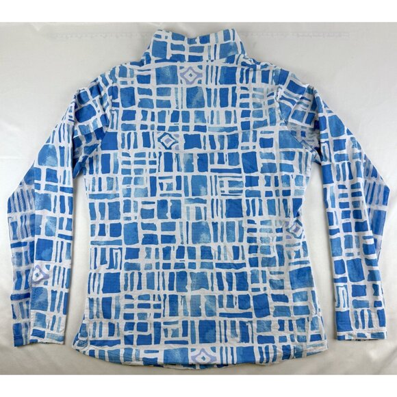Ibkul Sun Protection UPF 50 Geometric Print Mesh L/S 1/4 Zip Activewear Top S si - Picture 3 of 7
